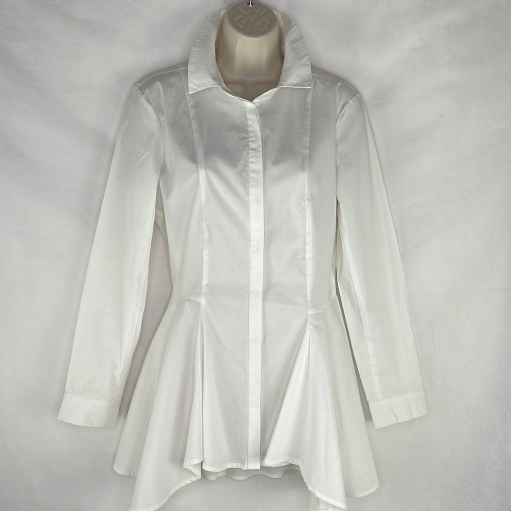 Kenar Tailored Flair Bottom Blouse White